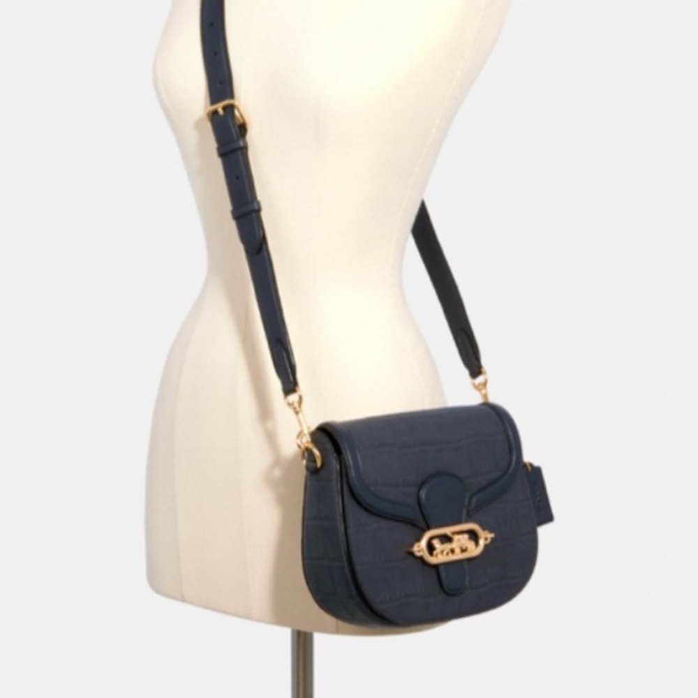 This is a Coach Jade Saddle Bag in crocodile-embossed leather Jade Saddle Bag - Picture 2 of 6